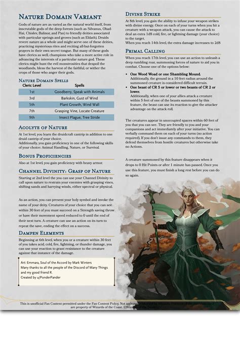cleric nature domain spells 5e.